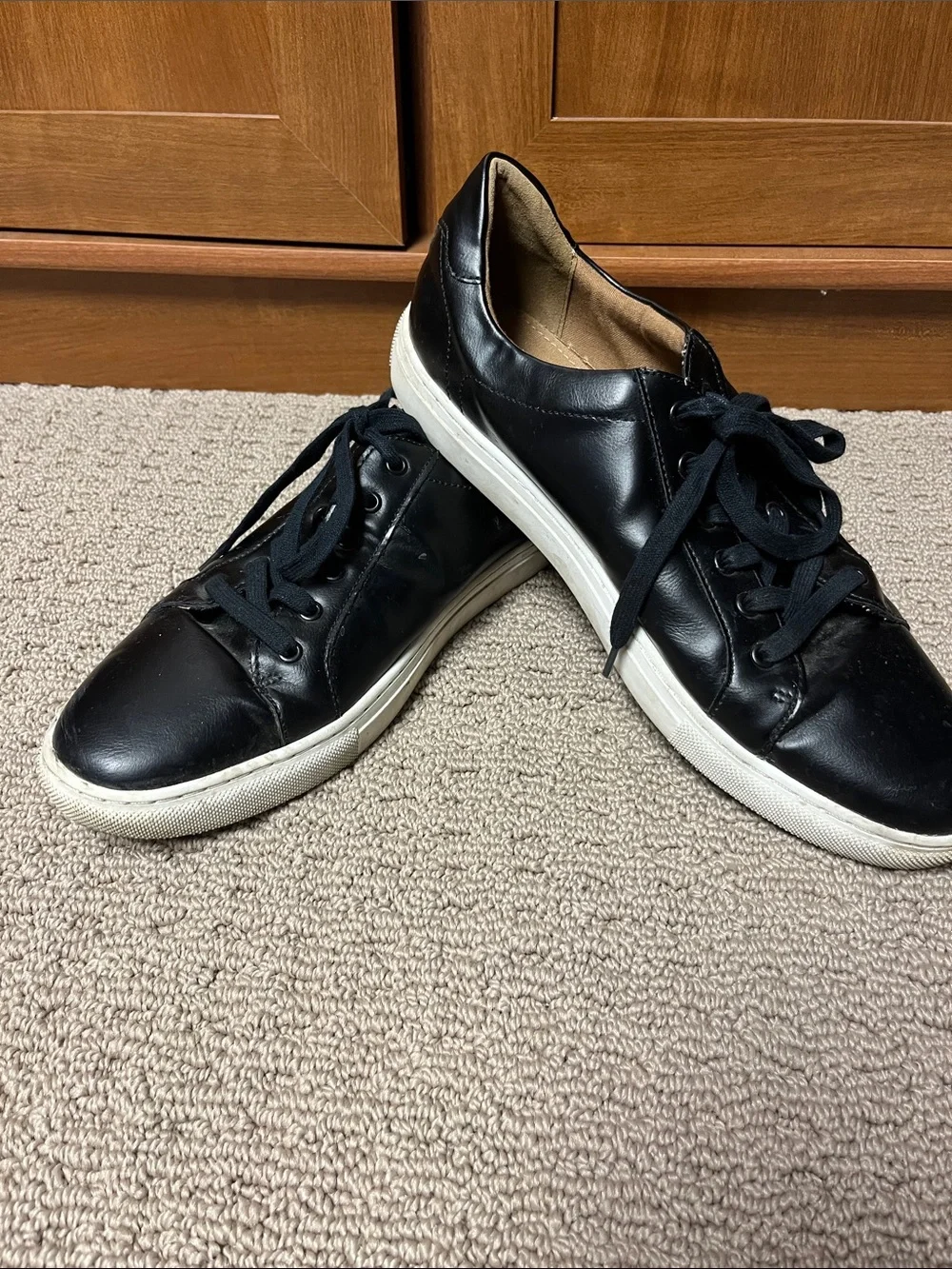 Banana Republic Black Leather Sneakers with White Soles